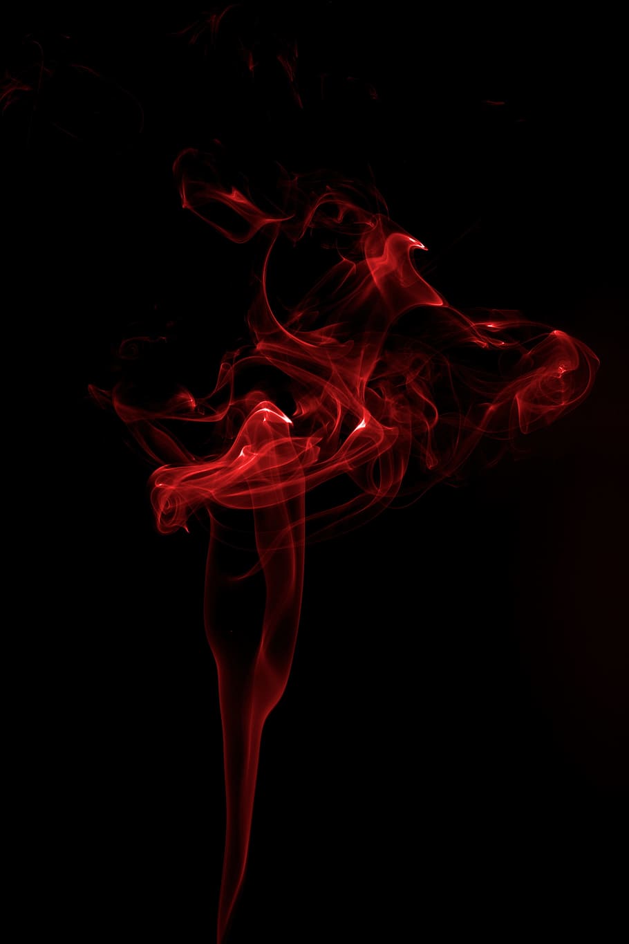 Smoke, art, red, smoke - physical structure, black background HD wallpaper