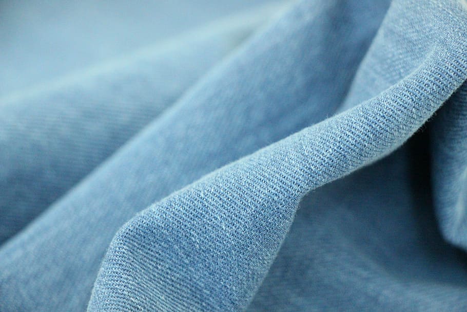 blue denim textile, jeans, cloth, material, texture, clothing