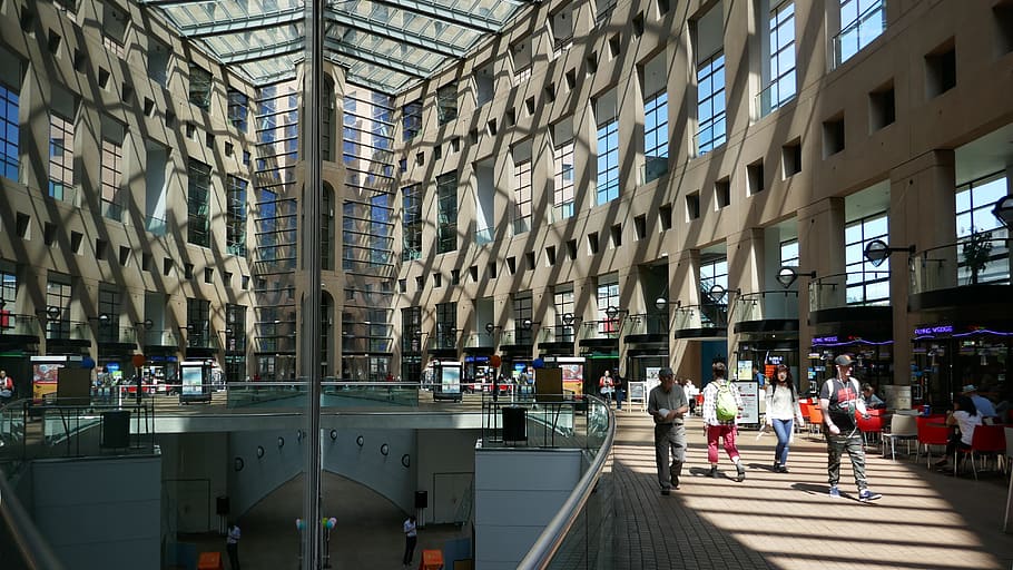 architecture, library, vancouver, reflection, symmetry, built structure HD wallpaper