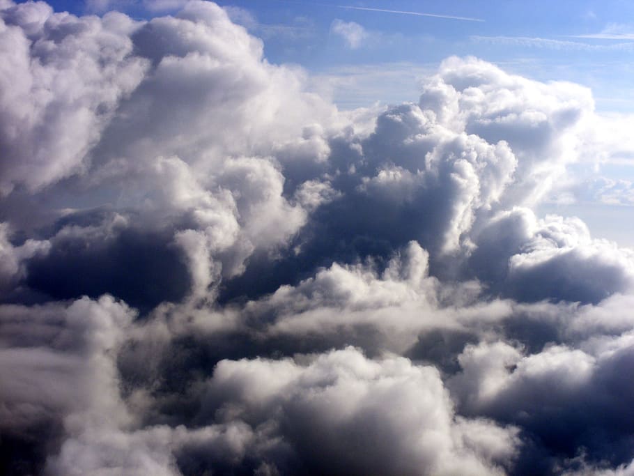 cloud, sky, white, plane, day, the haze, cloud - sky, beauty in nature HD wallpaper