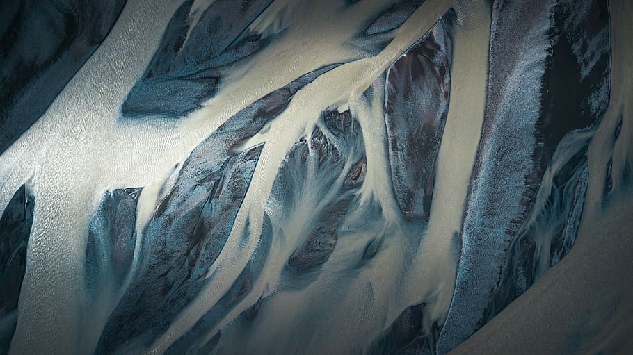 ICELANDS VEINS, white and blue snow painting, art, pattern, drone HD wallpaper