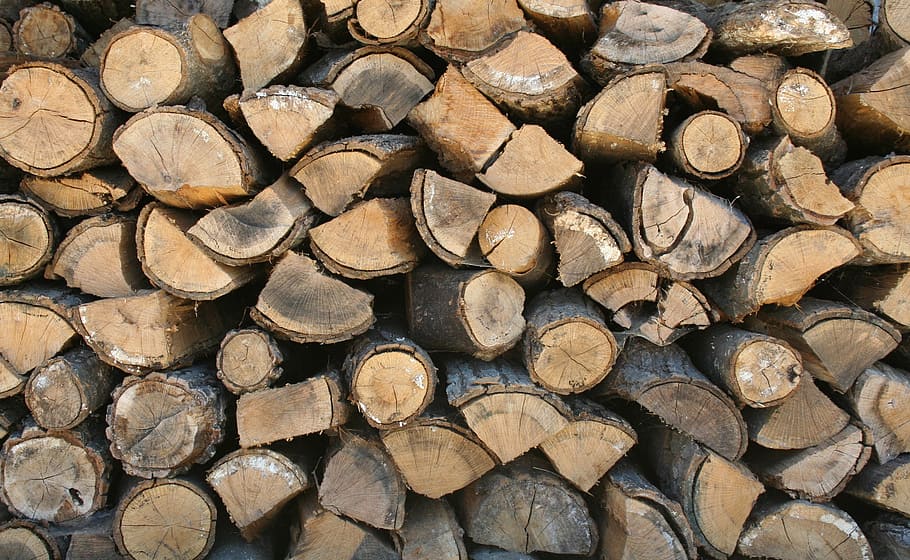 file of firewood, stack, chopped, cut, drying, pile, fireplace, HD wallpaper