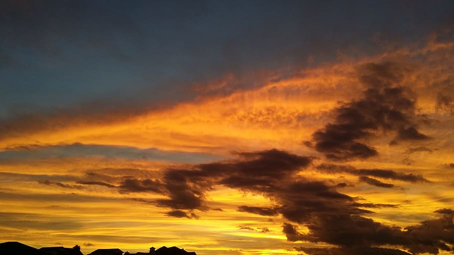clouds, sun, sky, cloud - sky, sunset, beauty in nature, orange color HD wallpaper