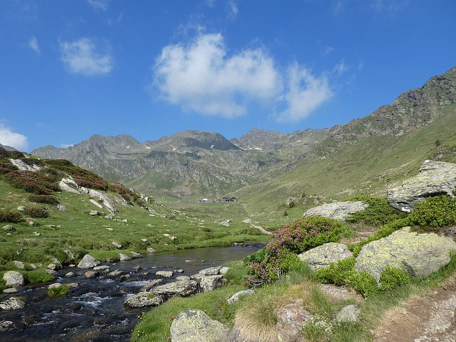 river, mountain, andorra, beauty in nature, sky, scenics - nature HD wallpaper