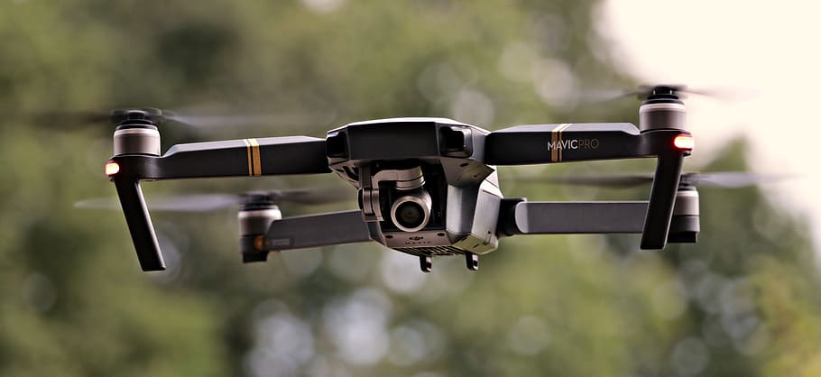 black quadcopter selective focus photography, drone, uav, quadrocopter, HD wallpaper