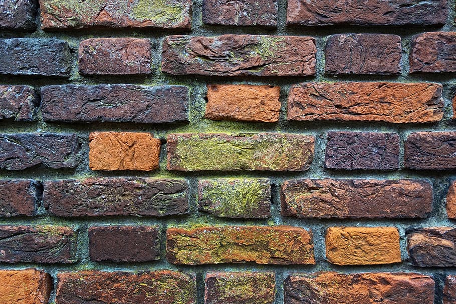 brown and black brick wall, brickwork, masonry, seam, mortar, HD wallpaper