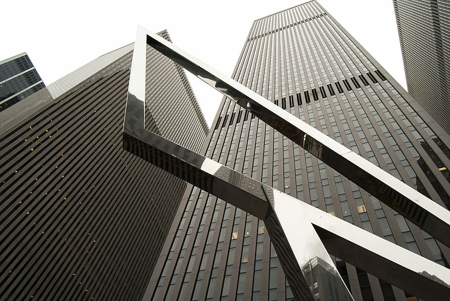 New York City Gray Skyscrapers, chrome, nyc, usa, architecture