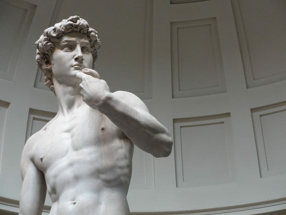 Statue of David, art, florence, photo, italy, man, public domain, HD wallpaper