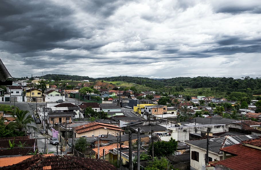favela, city, storm, between clouds, architecture, building exterior HD wallpaper
