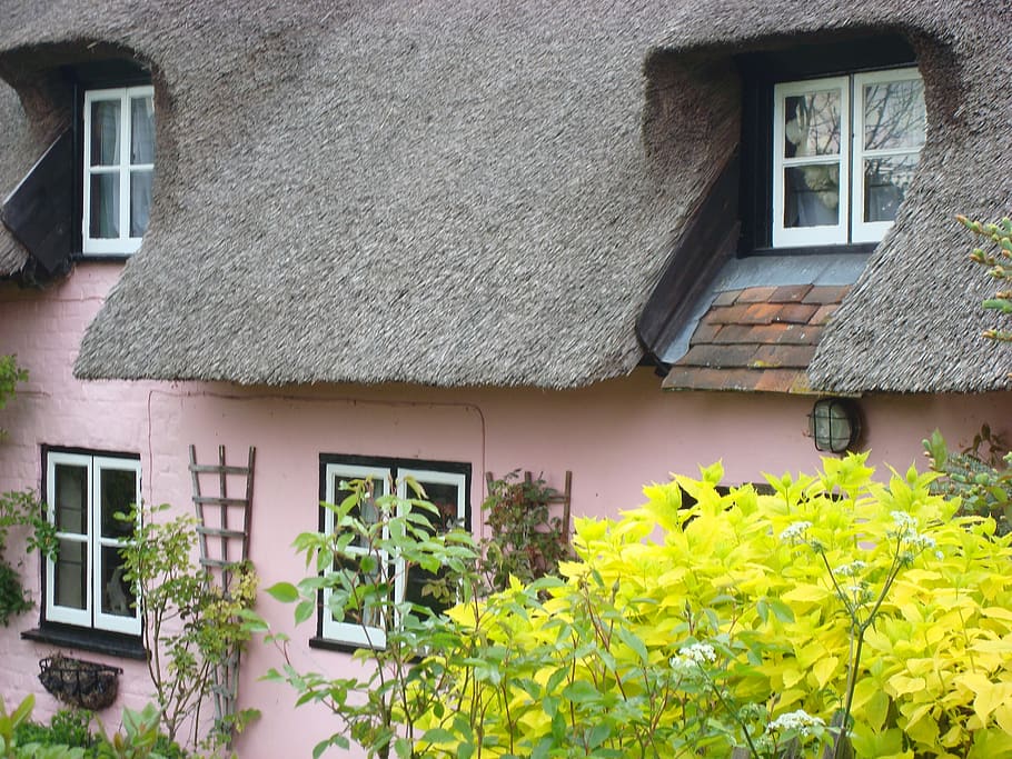 cottage, village, countryside, built structure, building exterior, HD wallpaper