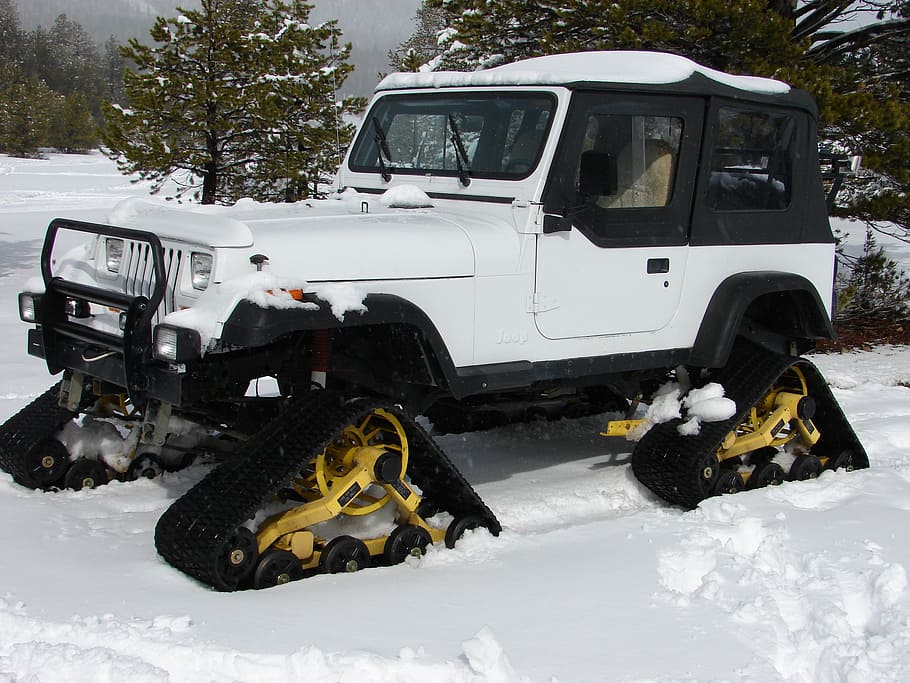 HD wallpaper: snow cat, snowtracks, cold, car, vehicle, jeep, white ...