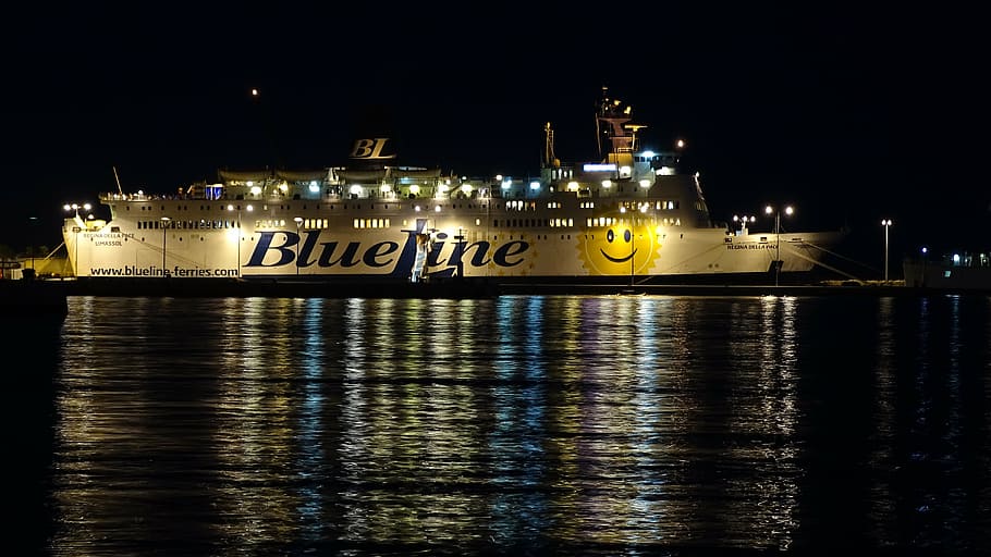 ship, croatia, ferry, split, old town, port, dalmatia, night HD wallpaper