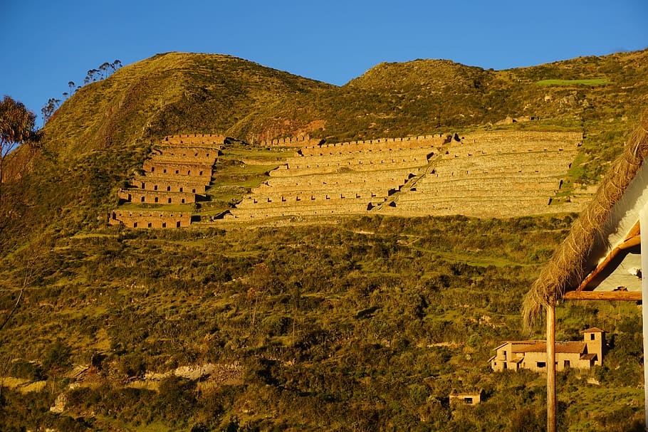 inca, peru, granaries, ruin, landscape, environment, scenics - nature HD wallpaper
