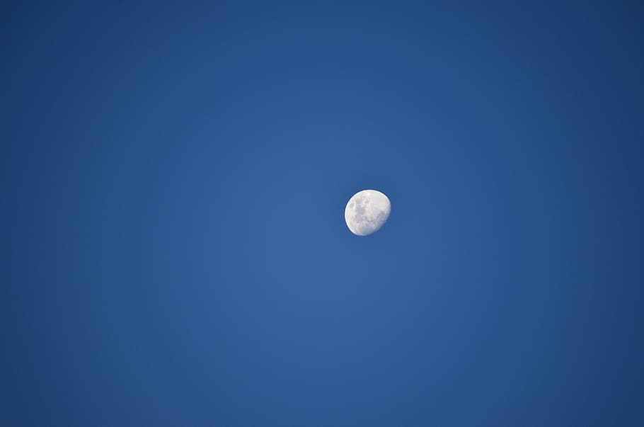 moon, sky, blue, white, space, copy space, no people, astronomy HD wallpaper