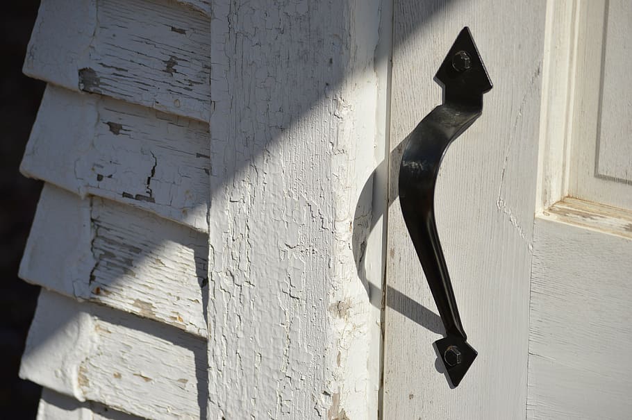 handle, steal, blacksmith, door, open, closed, weathered, wall HD wallpaper