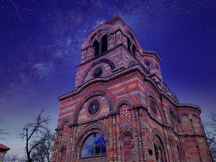 desktop, church, night, star, sky, milky way, hdr, architecture HD wallpaper