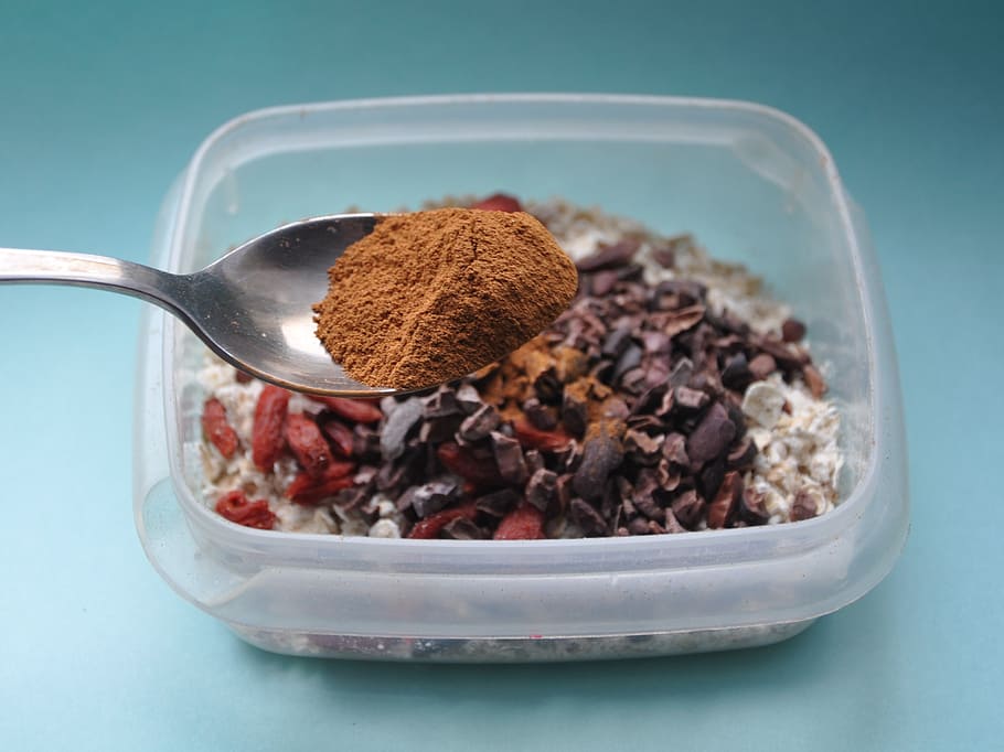 cinnamon, powder, kitchen, spoon, food, eating utensil, kitchen utensil HD wallpaper