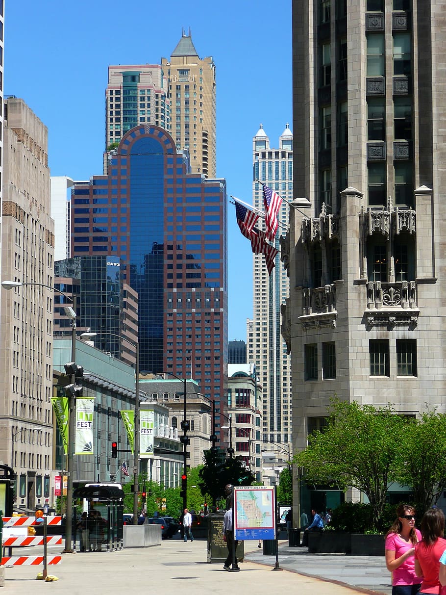 chicago, downtown, illinois, usa, skyscraper, buildings, built structure HD wallpaper