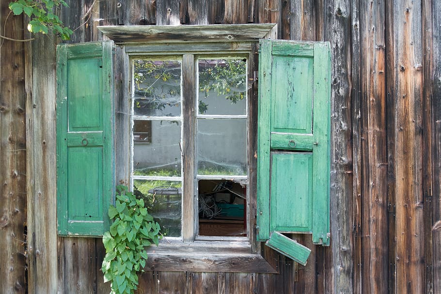 brown wooden framed glass window, hut, shutter, broken, old HD wallpaper