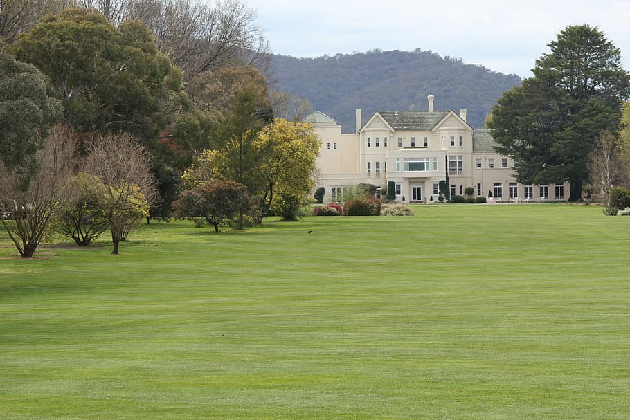 Lawn, Mansion, Architecture, park, building exterior, built structure HD wallpaper