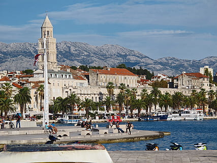 split, croatia, easter europe, sea, town, mediterranean, architecture HD wallpaper