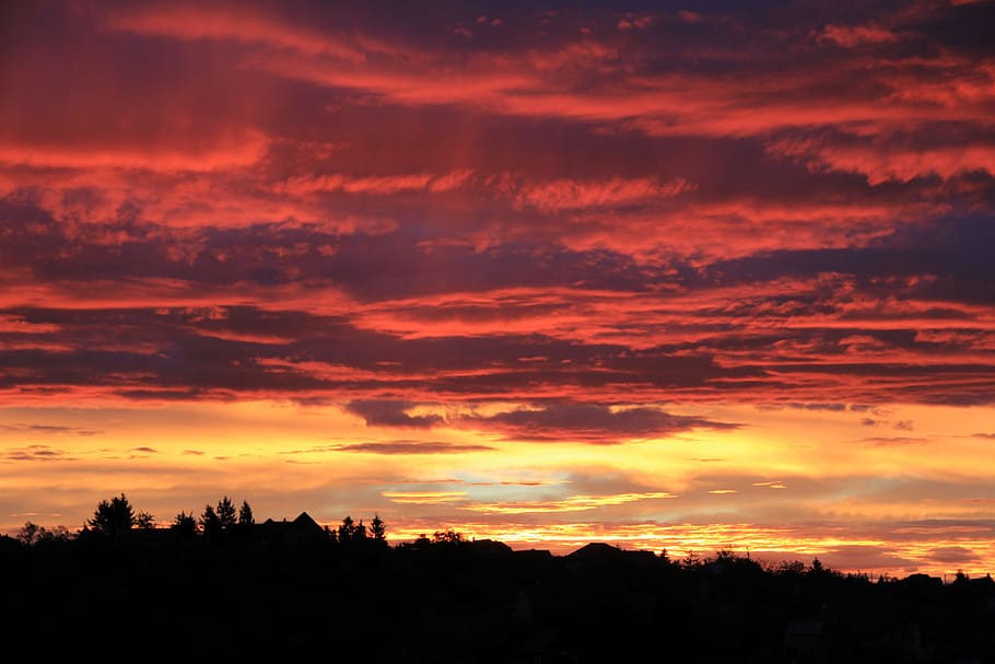 Sunrise, Nature, Clouds, Dawn, Sky, sunset, silhouette, scenics HD wallpaper