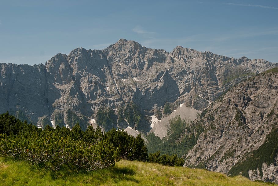 austria, landscape, mountains, valley, sky, clouds, scenic HD wallpaper