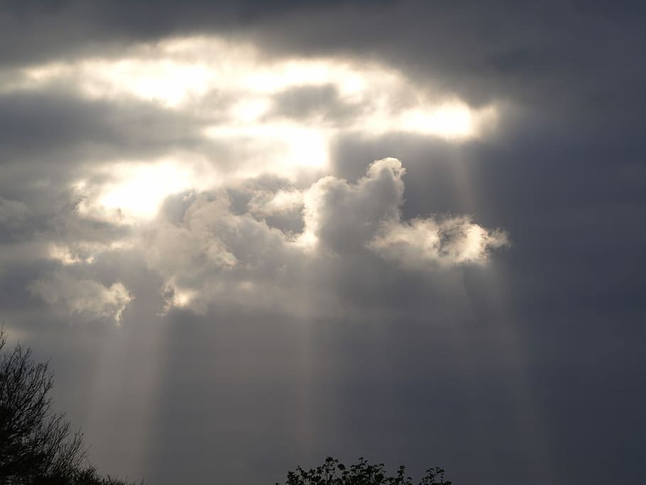 Sky, Form, Dark Clouds, clouds form, sunbeam, nature, cloud - sky HD wallpaper