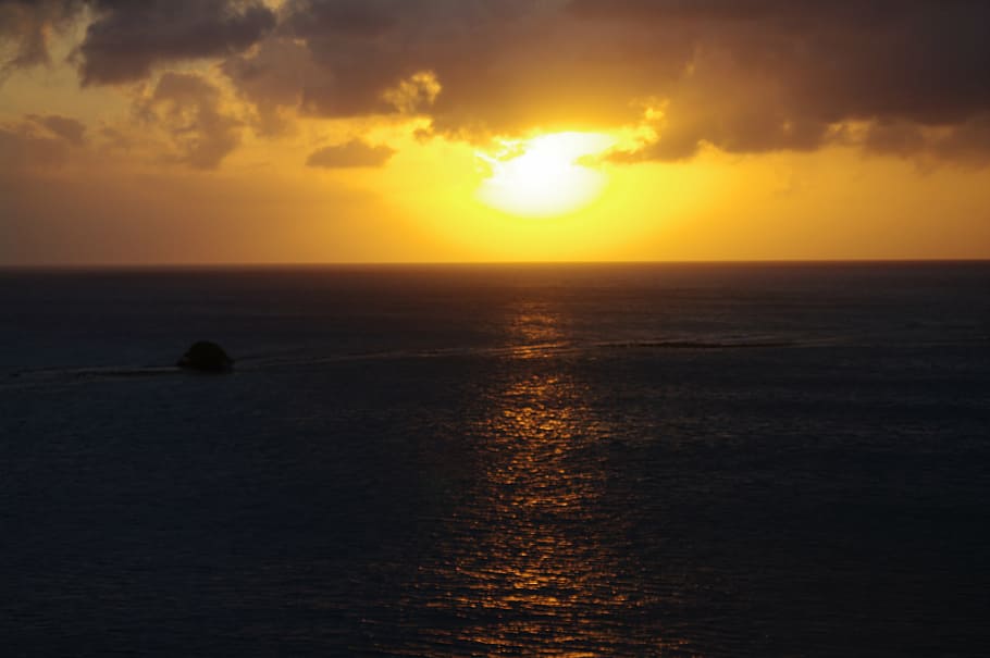 sunset, summer, ocean, sky, water, sea, horizon over water HD wallpaper
