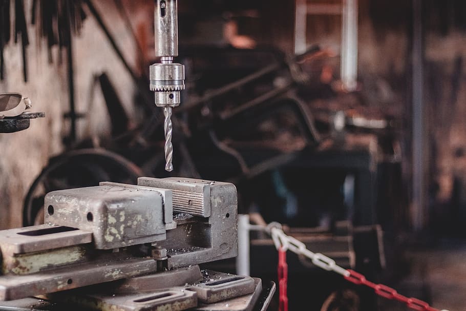 shallow focus photography of power drill, industry, machine HD wallpaper