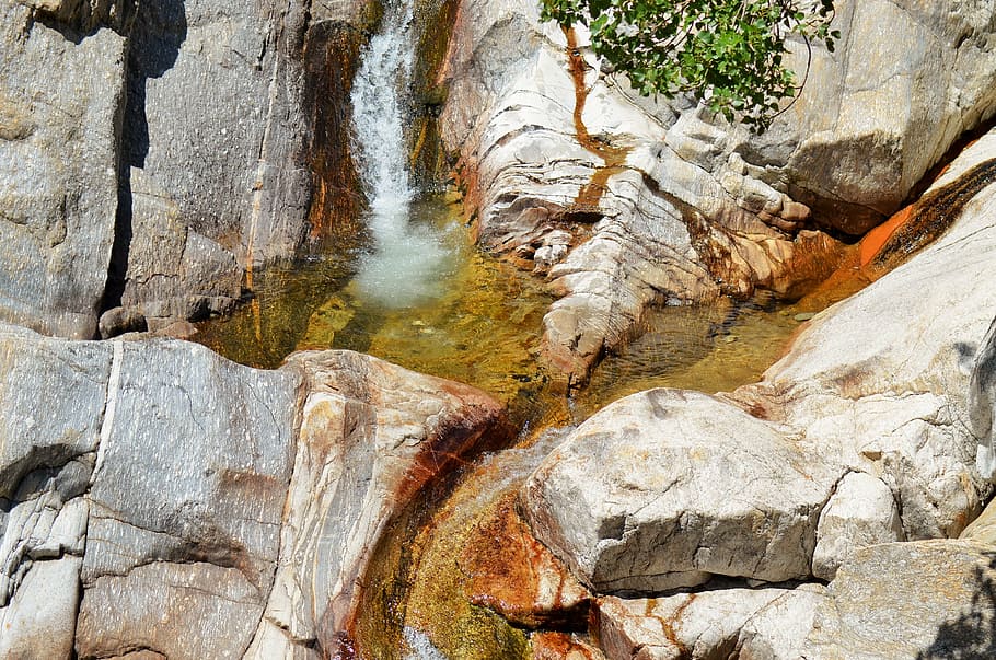 waterfalls and rock formation, gorges, river, nature, water courses HD wallpaper