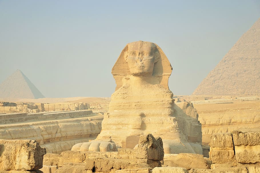 The Great Sphinx of Giza Egypt, desert, egyptian temple, pyramids