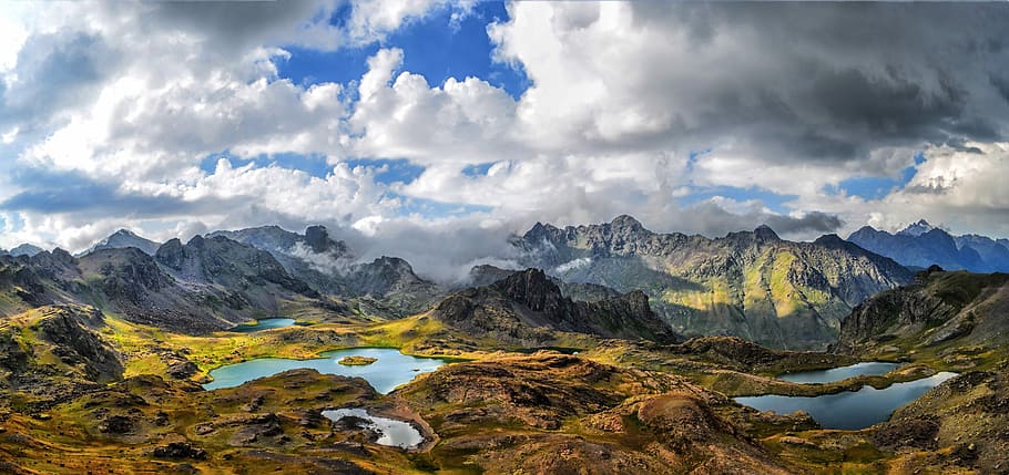 photo of mountain range with brook, turkey, nature, landscape