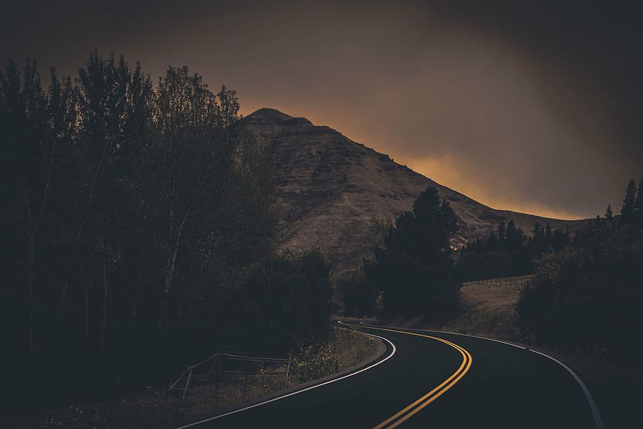 backlit, dark, dark clouds, dawn, dusk, evening, fog, grass HD wallpaper