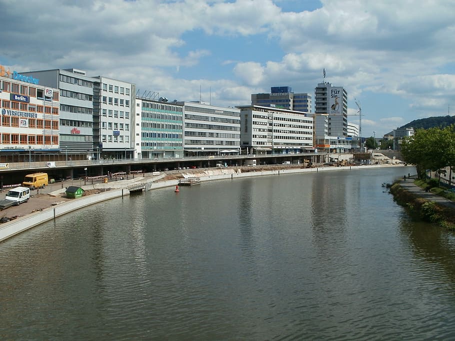 Promenade, Riverside, Saarbrucken, berliner promenade, city, HD wallpaper