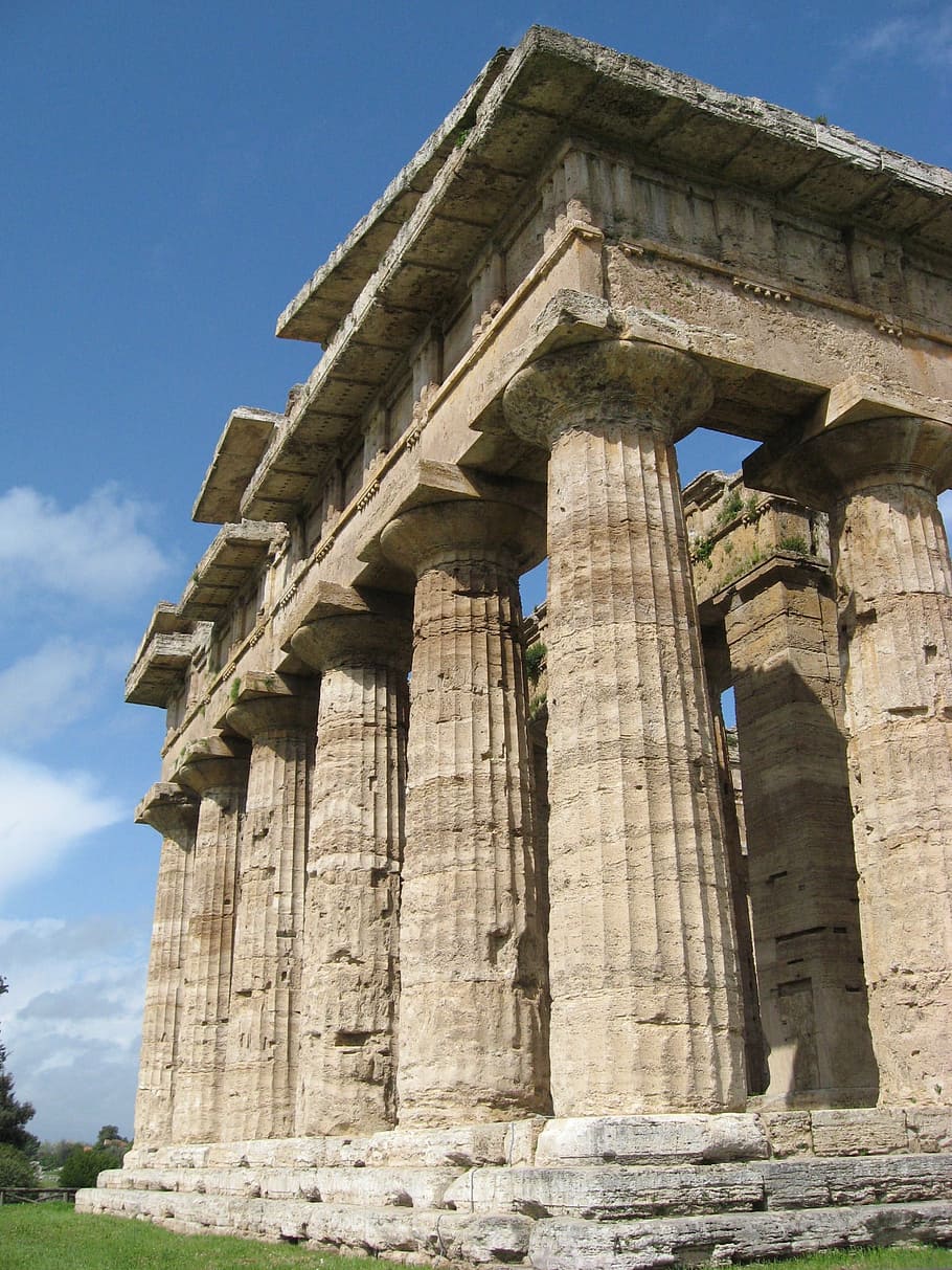 Italy, Paestum, Ancient History, old ruin, travel destinations, HD wallpaper
