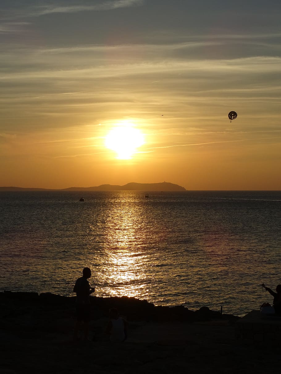 Ibiza, Setting Sun, Sun, Sun, sunset, silhouette, nature, sea HD wallpaper