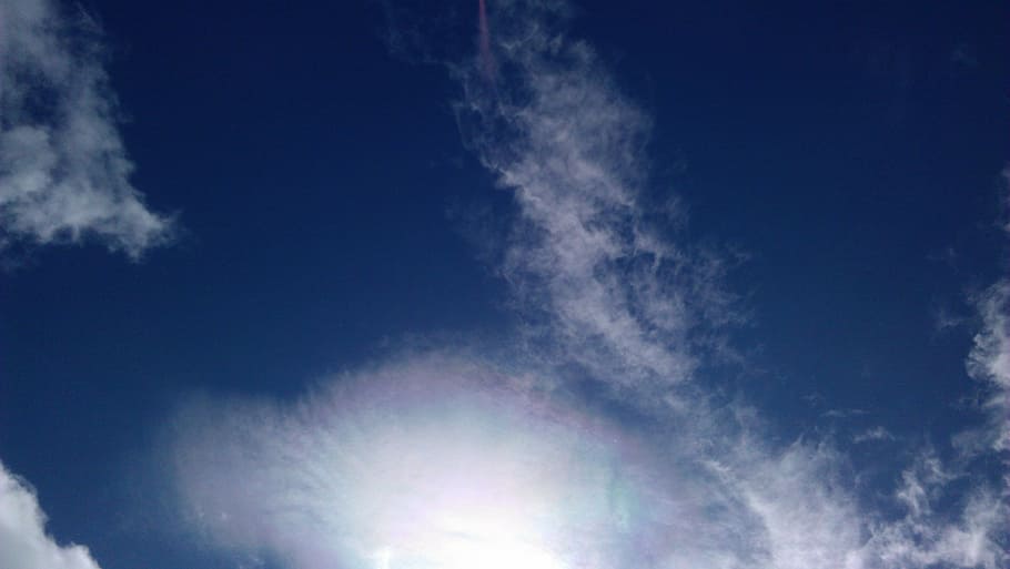 sunshine, sky, blue, sunny, halo, light refraction, cloud - sky HD wallpaper