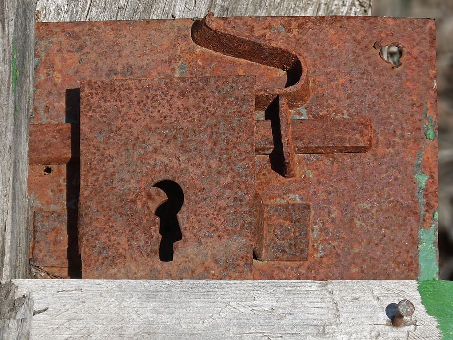 lock, door, old, rusty, mechanism, open, bolt, day, metal, real people HD wallpaper