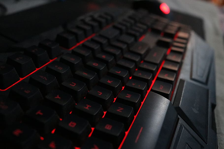 keyboard, red, cooler master, octane, backlit, technology, close-up, HD wallpaper