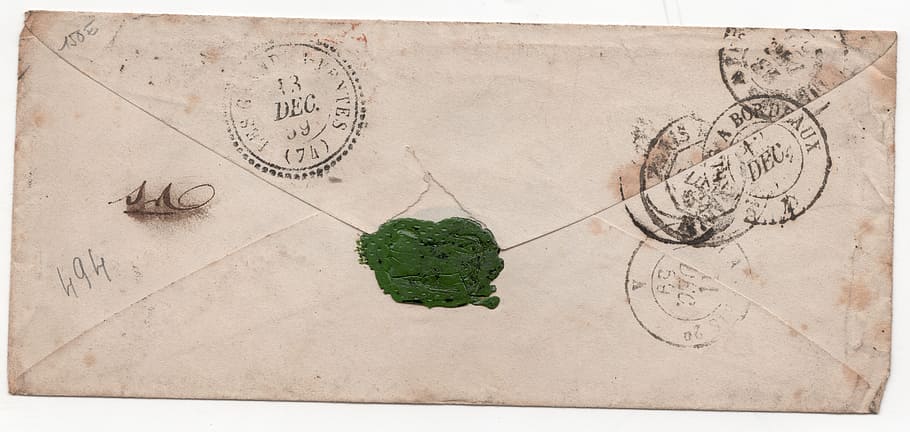 old mailing envelope on white surface, stamps, letter, rarity, HD wallpaper