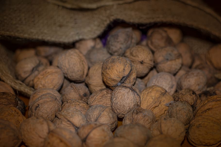 nuts, walnuts, bag, eat, food, fruit bowl, shell, healthy, tasty HD wallpaper
