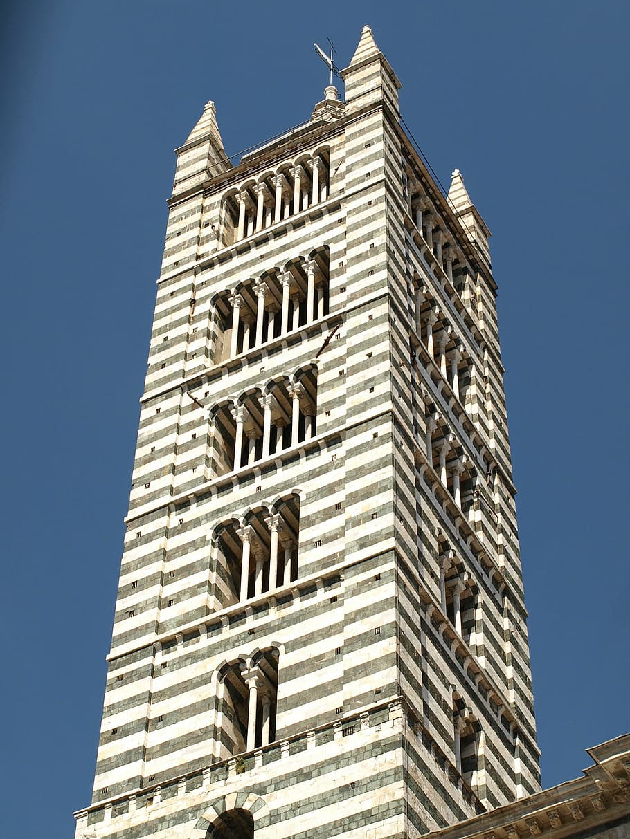 campanile, siena, dom, architecture, marble, romanesque, building, HD wallpaper