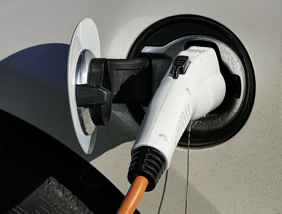white and black corded power tool, electric car, load plug-in connection, HD wallpaper