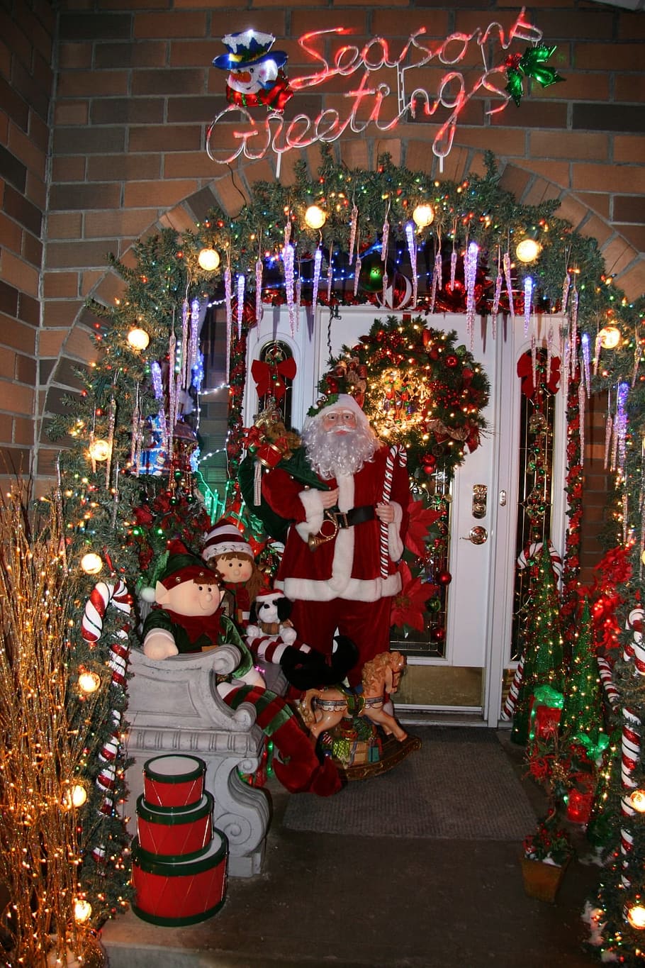 christmas, lights, decoration, holiday, xmas, season, celebration, HD wallpaper