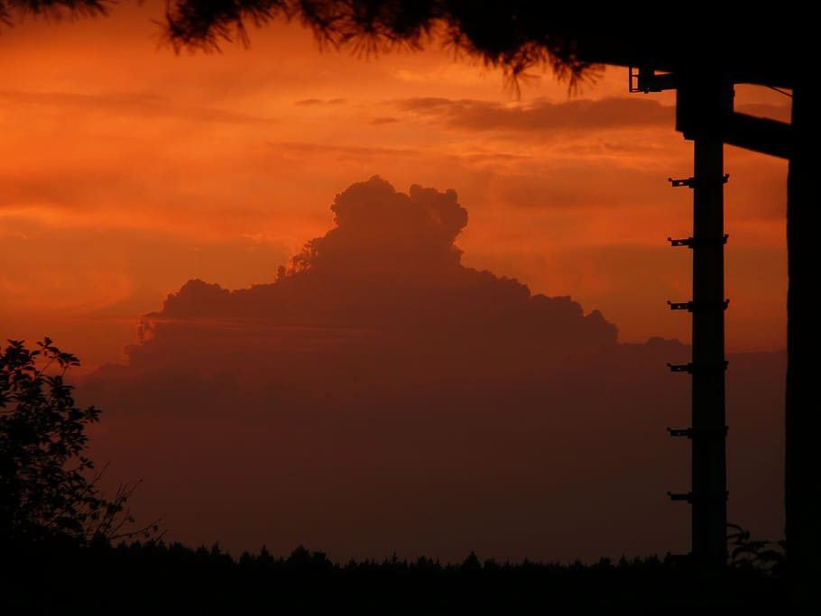 sun, end, day, sunset, glow, orange, clouds, sky, silhouette HD wallpaper