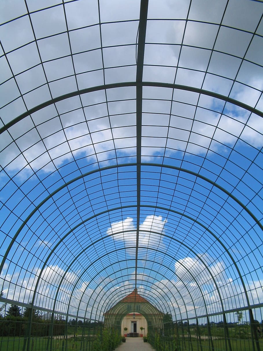 arch, net, architecture, nature, circle, blue, summer, sky HD wallpaper