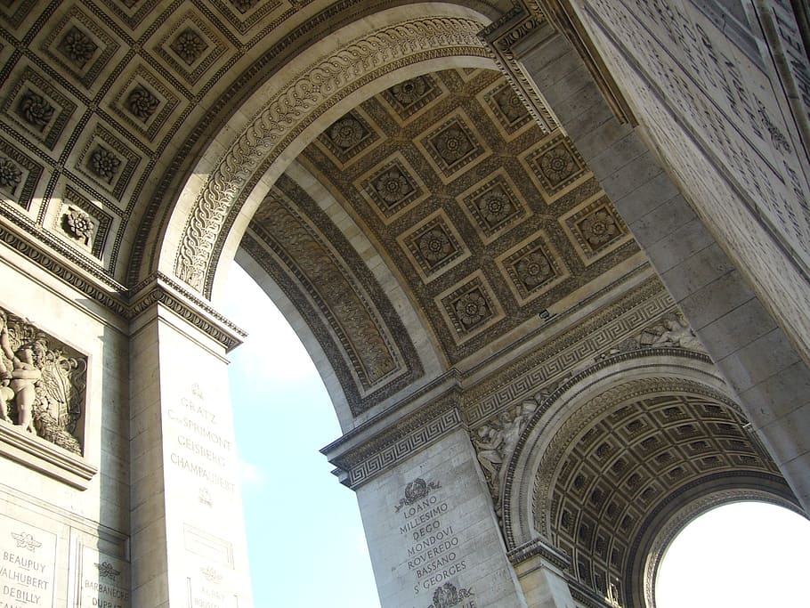 paris, arc de triomphe, architecture, built structure, low angle view HD wallpaper