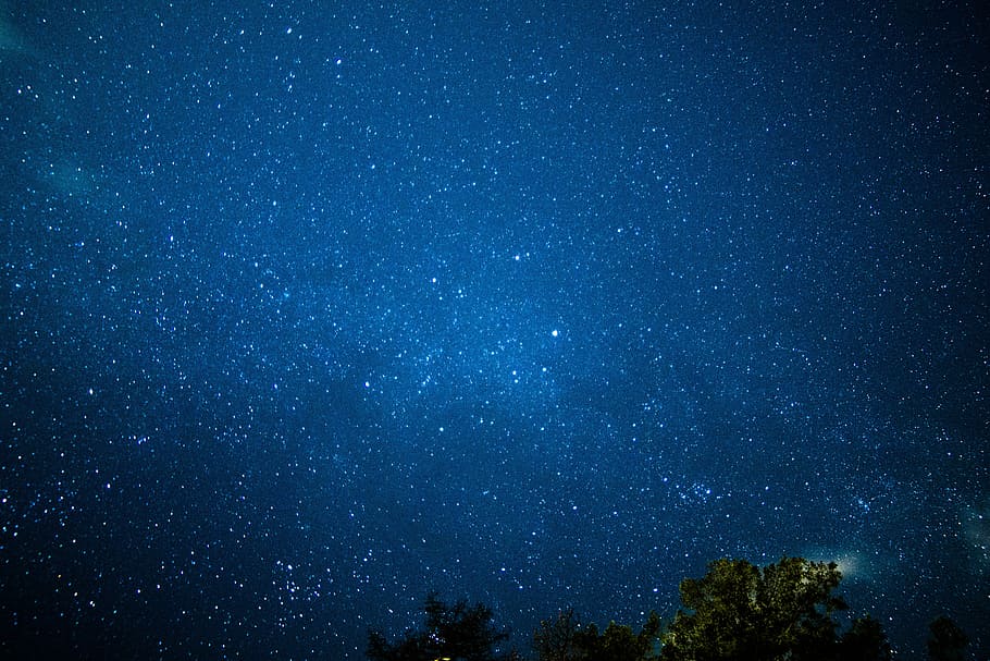sky stars, milky way over the mountain wallpaper, night, blue HD wallpaper