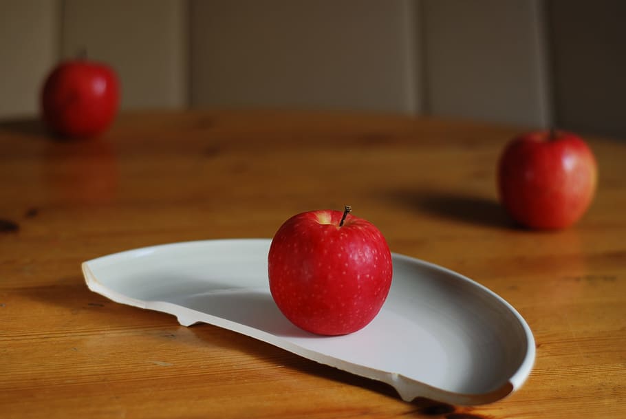 Apple, Fruit, Plate, Abstract, Fresh, healthy, apple - Fruit HD wallpaper